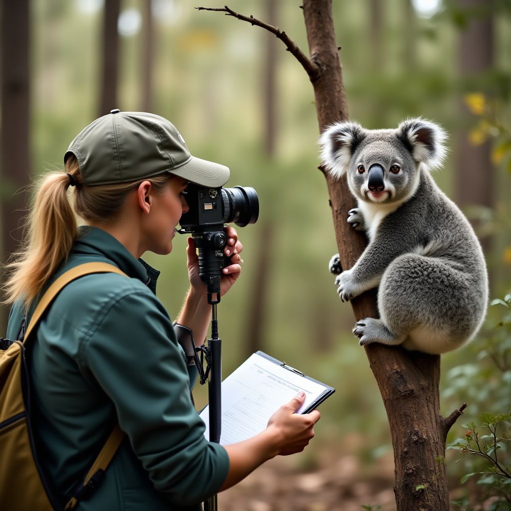 Founder photographing koalas in eucalyptus forest