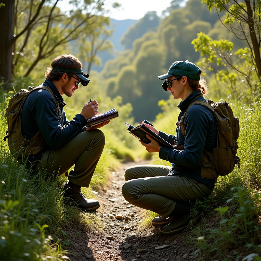 Team conducting wildlife survey in Tasmania
