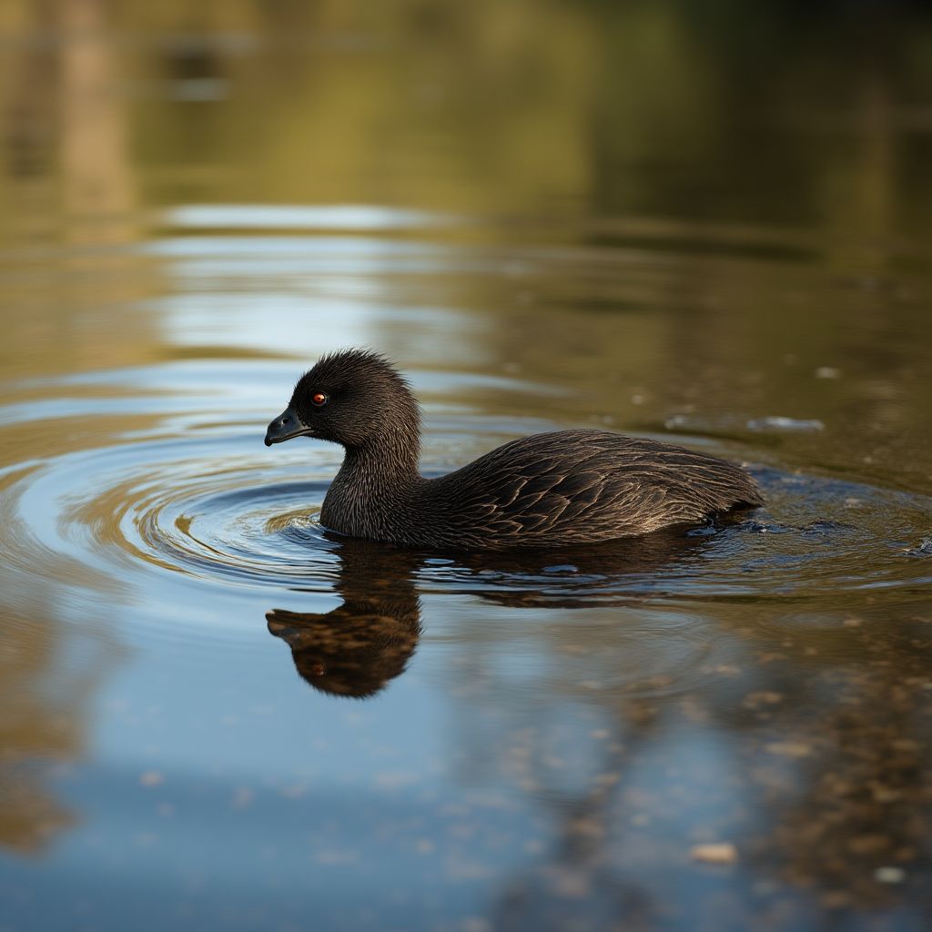 Platypus swimming in a clear stream